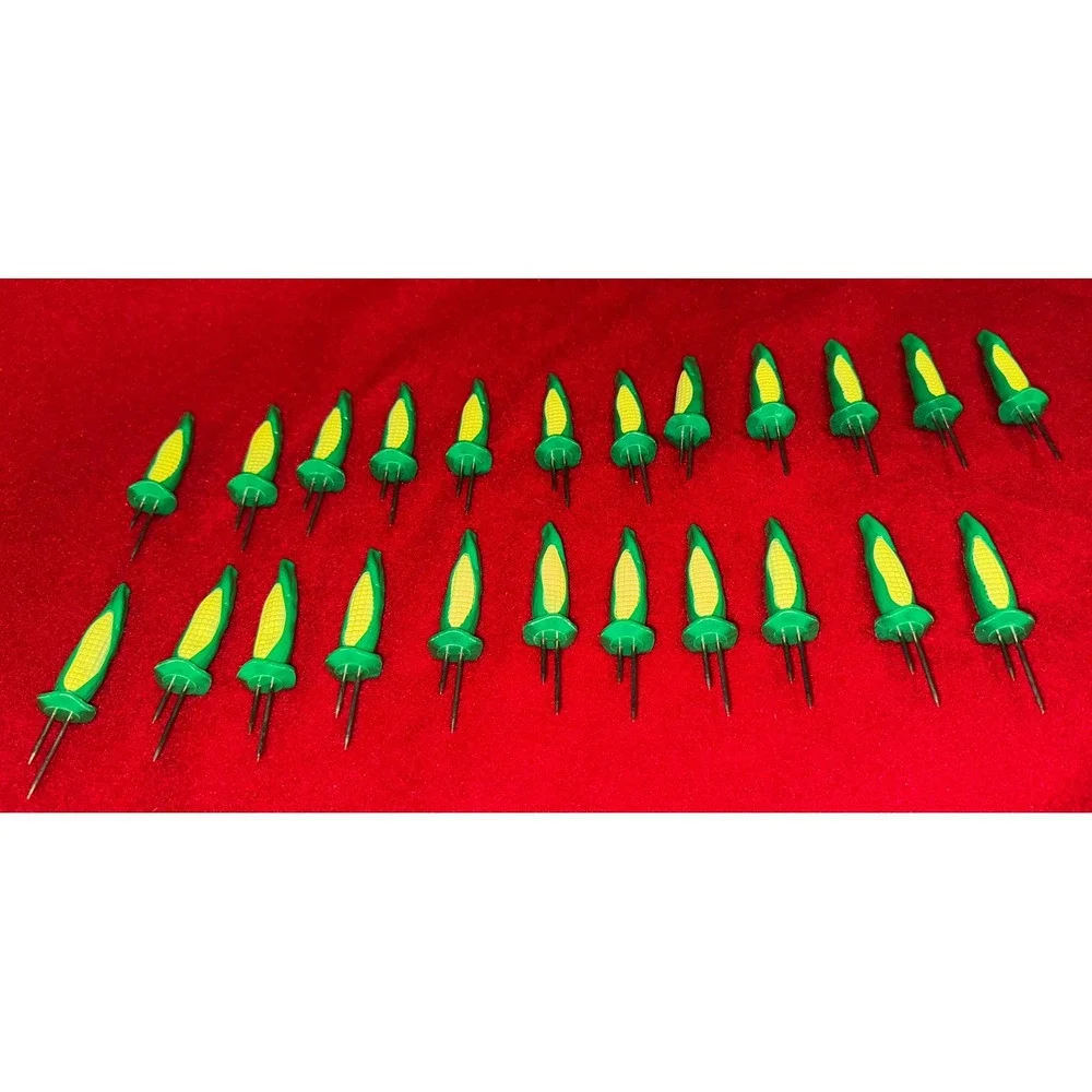 Vintage Corn Cob Picks Skewers 24 Count Green Yellow Appetizer Holders Rustic - Picture 5 of 5